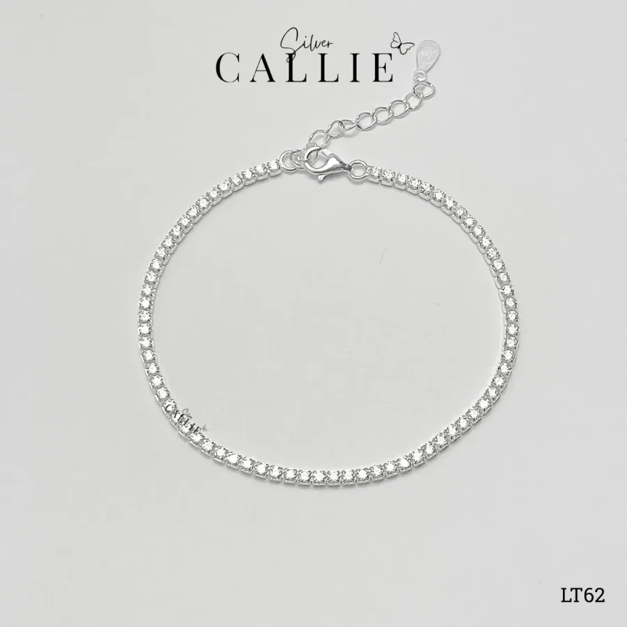 LT62 - Lắc tay bạc Callie Silver đính full đá 2li3 móc khoá