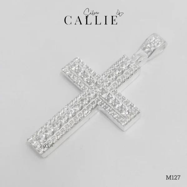 M127 - Mặt Dây Thiết Kế Callie Silver Thập Giá Đính Đá
