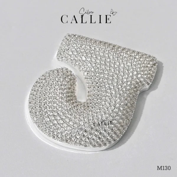 M130 - Mặt Dây Thiết Kế Callie Silver Chữ J Đính Đá 5cm