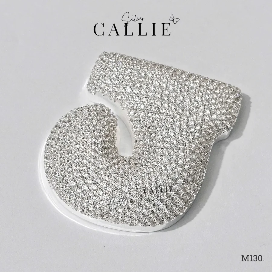 M130 - Mặt Dây Thiết Kế Callie Silver Chữ J Đính Đá 5cm