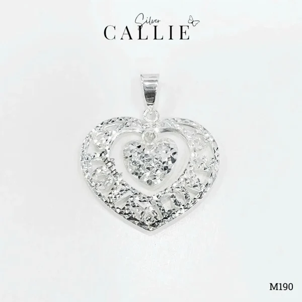 M190 - Mặt Dây Thiết Kế Callie Silver Trái Tim Love Móc Máy