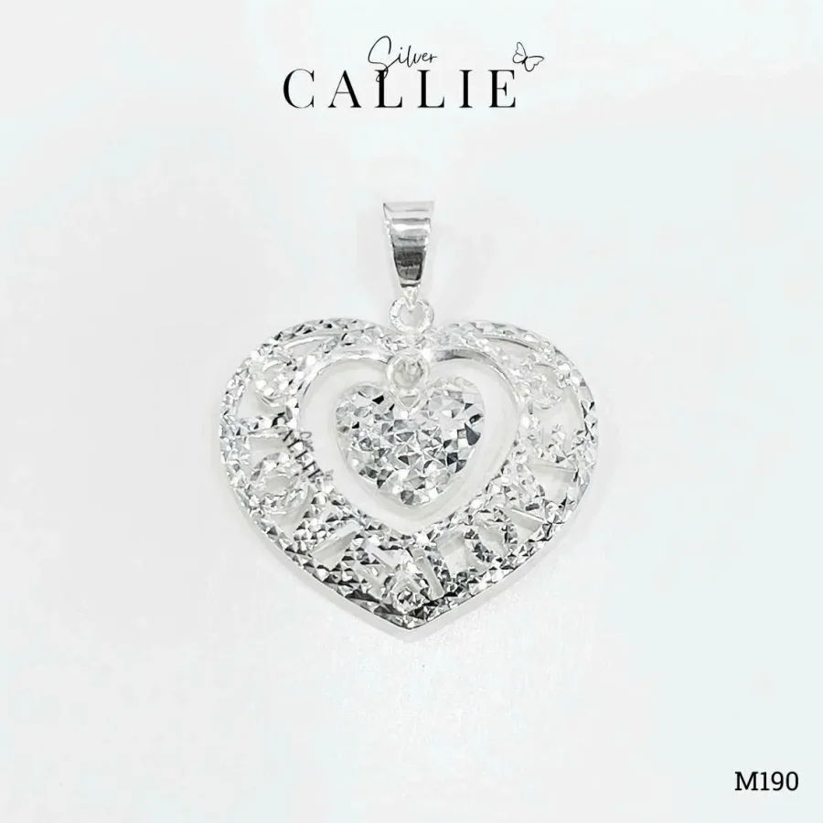 M190 - Mặt Dây Thiết Kế Callie Silver Trái Tim Love Móc Máy