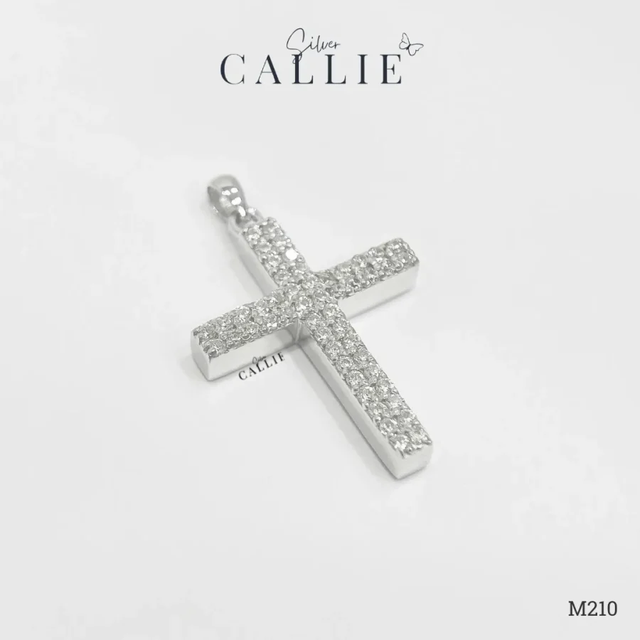 M210 - Mặt dây bạc thiết kế Callie Silver Thánh Giá Đính Đá