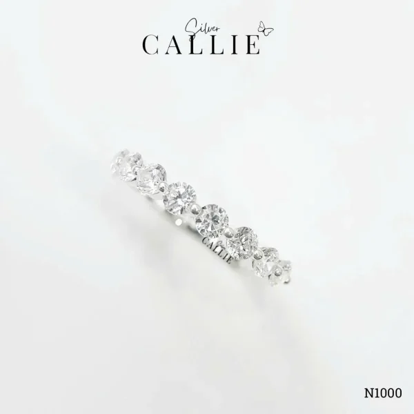 N1000 - Nhẫn bạc Callie Silver đá tròn nửa nhẫn