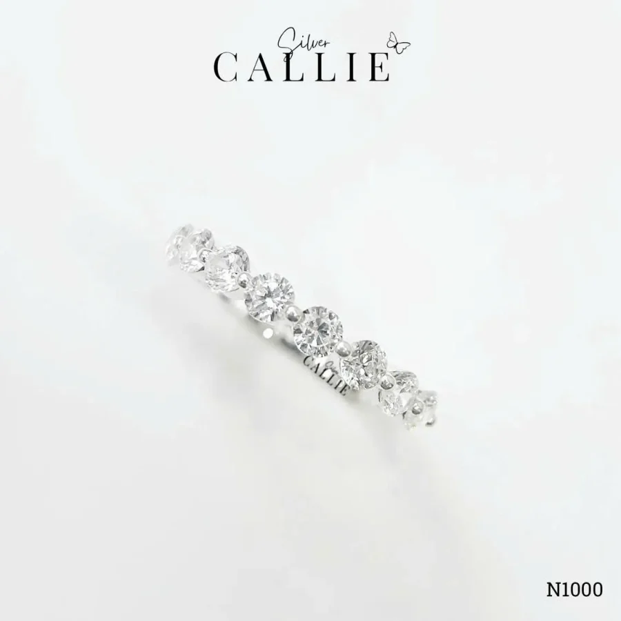 N1000 - Nhẫn bạc Callie Silver đá tròn nửa nhẫn