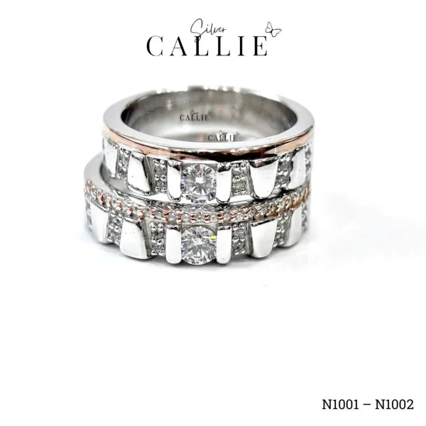 N1001 - N1002: Nhẫn Bạc Đôi Thiết Kế Callie Silver Royal Harmony