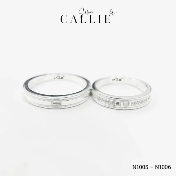 N1005 - N1006: Nhẫn bạc đôi Callie Silver viên chủ baguette