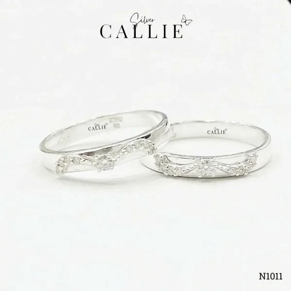 N1011 - Nhẫn bạc Callie Silver full Mois đính đá nửa vô cực