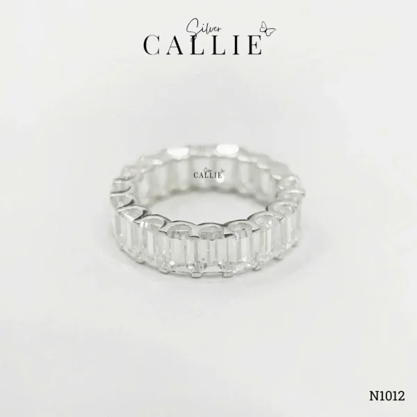 N1012 - Nhẫn bạc Callie Silver xi kim full đá baguette