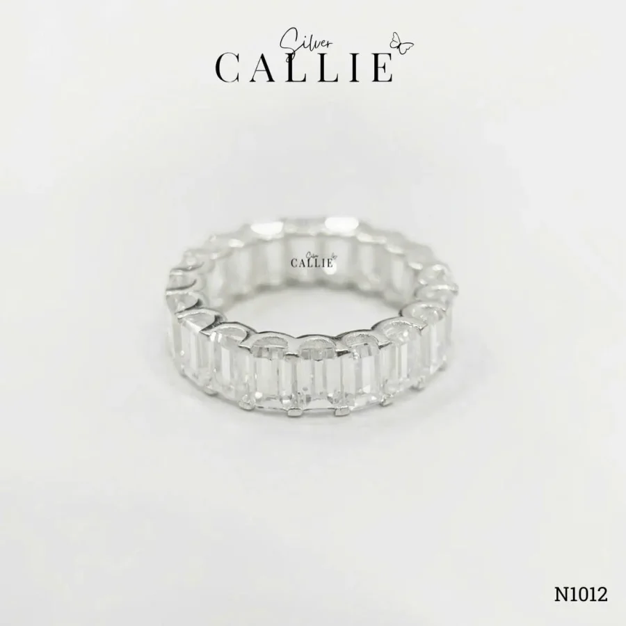 N1012 - Nhẫn bạc Callie Silver xi kim full đá baguette