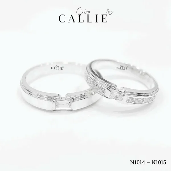 N1014 - N1015: Nhẫn bạc đôi Callie Silver viên chủ baguette