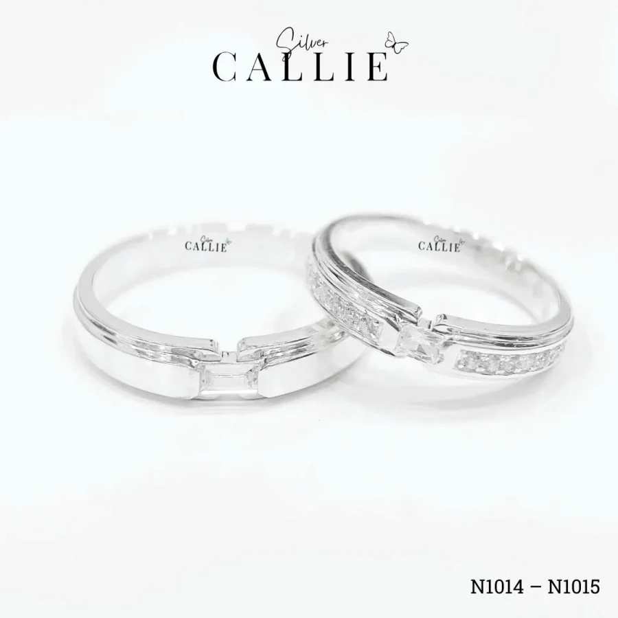 N1014 - N1015: Nhẫn bạc đôi Callie Silver viên chủ baguette