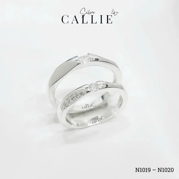 N1019 - N1020: Nhẫn bạc đôi Callie Silver hai bên xoắn