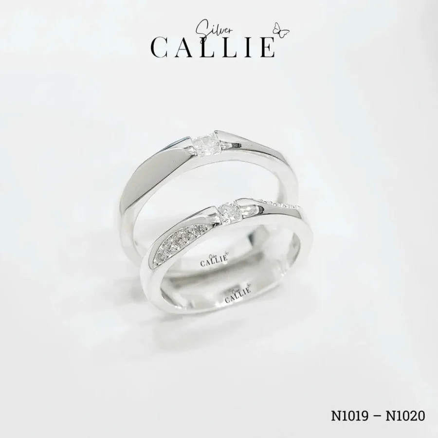 N1019 - N1020: Nhẫn bạc đôi Callie Silver hai bên xoắn
