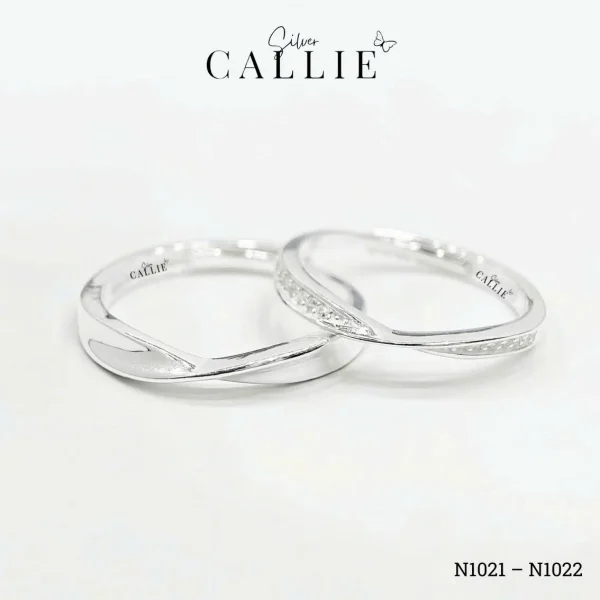 N1021 - N1022: Nhẫn bạc đôi Callie Silver xoắn nhẹ