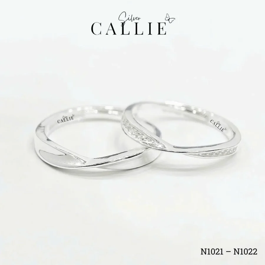 N1021 - N1022: Nhẫn bạc đôi Callie Silver xoắn nhẹ