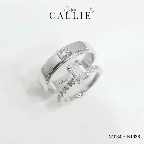N1034 - N1035: Nhẫn Bạc Thiết Kế Callie Silver Đính Đá
