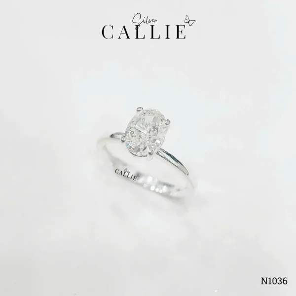 N1036 - Nhẫn bạc Callie Silver 1 viên chủ oval 6x8