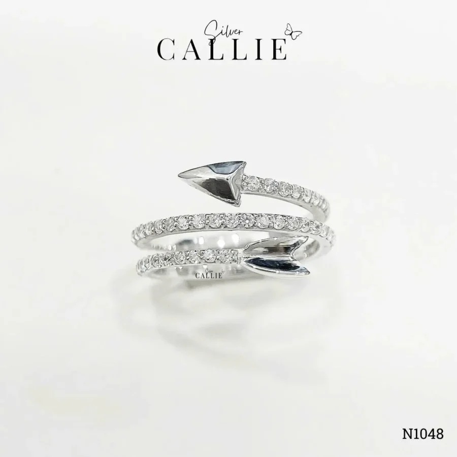 N1048 - Nhẫn bạc Callie Silver thiết kế mũi tên xoắn đính đá