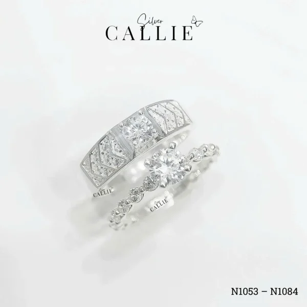 N1053 - N1084: Nhẫn Bạc Đôi Callie Silver Đính Đá