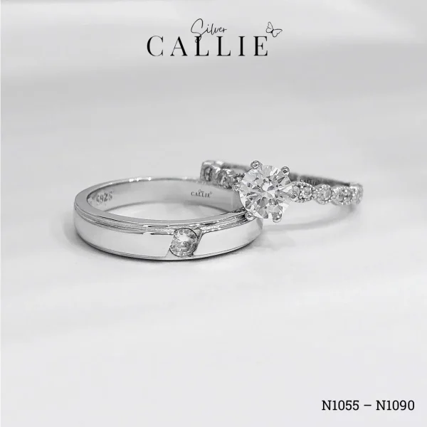N1055 - N1090: Nhẫn Bạc Callie Silver Đính Đá Đai Marquise Và Tròn Xen Kẽ