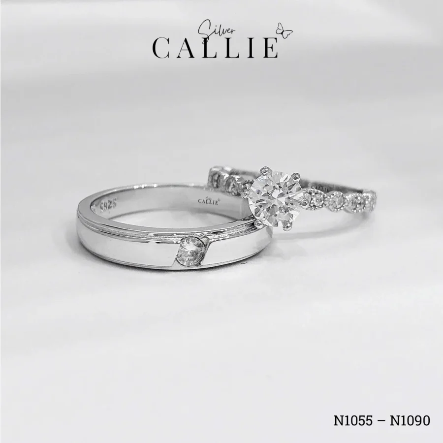 N1055 - N1090: Nhẫn Bạc Callie Silver Đính Đá Đai Marquise Và Tròn Xen Kẽ