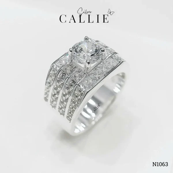 N1063 - Nhẫn Bạc Nam Callie Silver Grand Sparkle Band Xi Kim