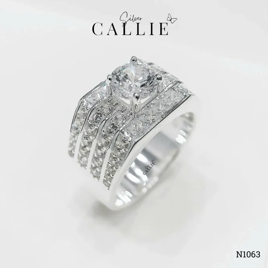 N1063 - Nhẫn Bạc Nam Callie Silver Grand Sparkle Band Xi Kim