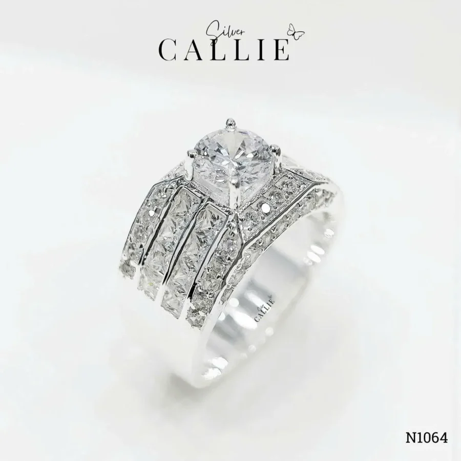 N1064 - Nhẫn Bạc Nam Callie Silver Pyramid Statement Xi Kim