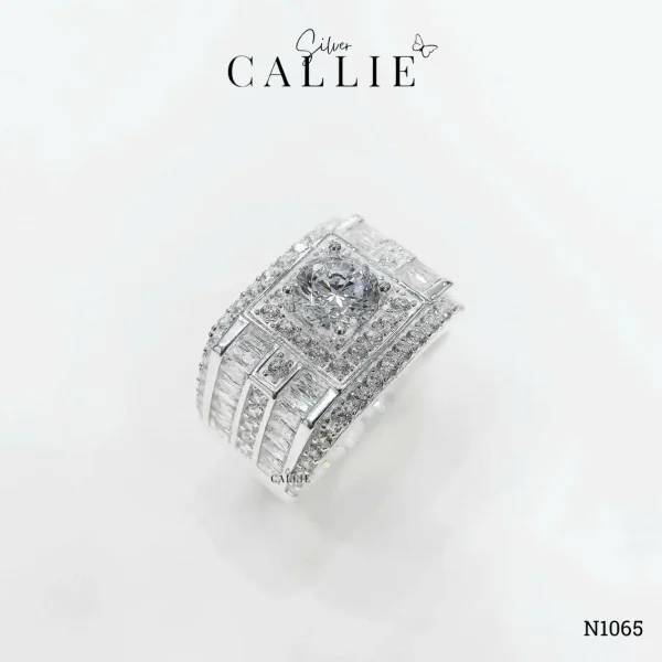 N1065 - Nhẫn Bạc Nam Callie Silver Full Ice Block Xi Kim