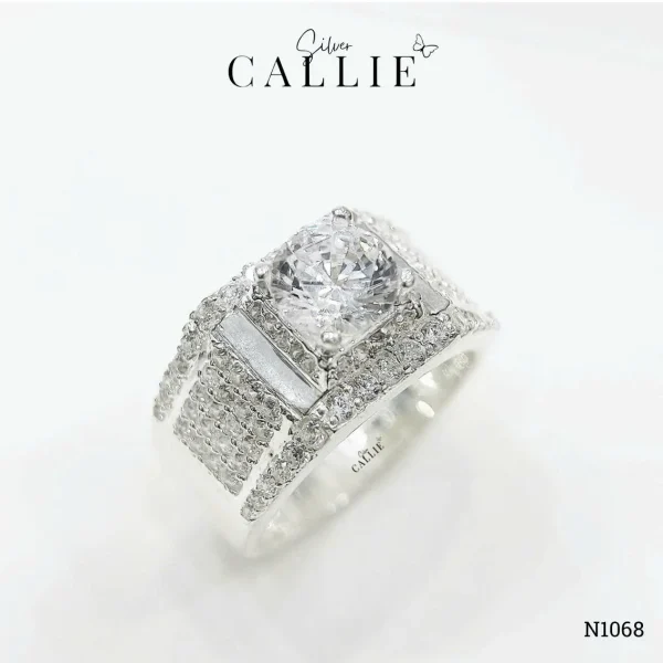 N1068 - Nhẫn Bạc Nam Callie Silver Radiant Monolith Xi Kim
