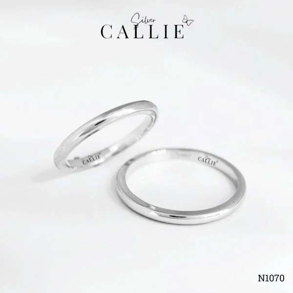N1070 - Nhẫn Bạc Thiết Kế Callie Silver Bo Trơn Bảng 2li