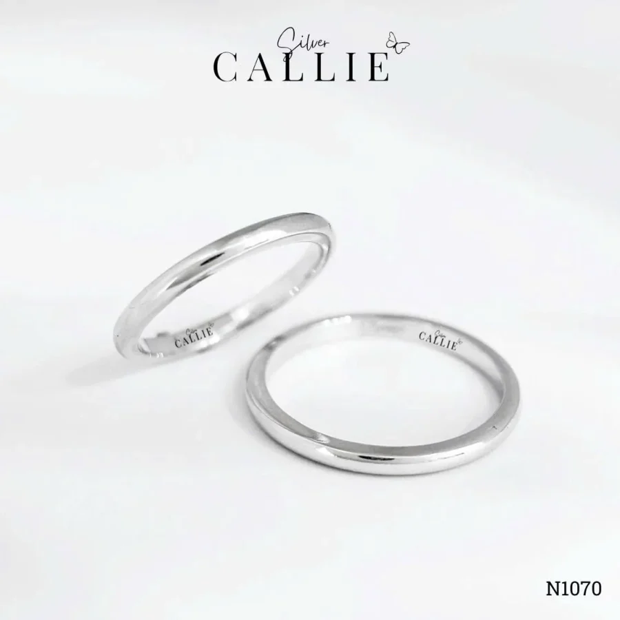 N1070 - Nhẫn Bạc Thiết Kế Callie Silver Bo Trơn Bảng 2li