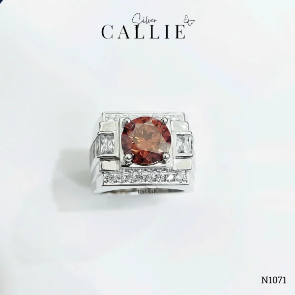 N1071 - Nhẫn Bạc Thiết Kế Callie Silver 1 Viên Chủ Đai Đá Baguettr Straight