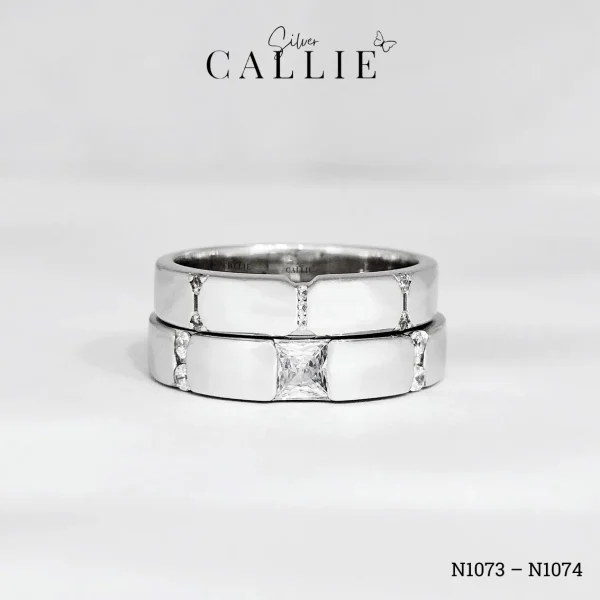 N1073 - N1074: Nhẫn Bạc Đôi Thiết Kế Callie Silver Đồng Điệu