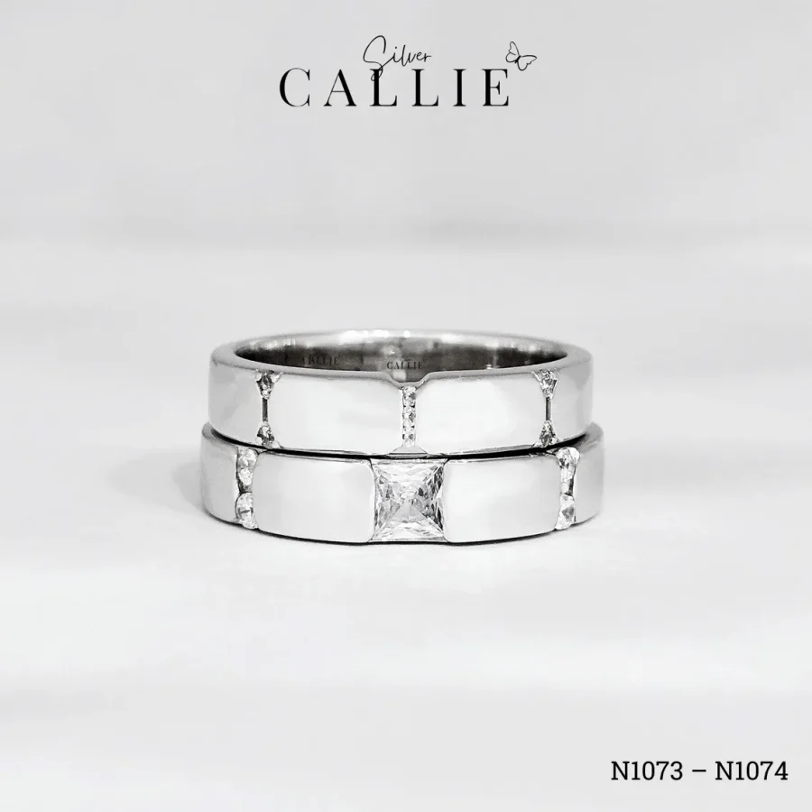 N1073 - N1074: Nhẫn Bạc Đôi Thiết Kế Callie Silver Đồng Điệu