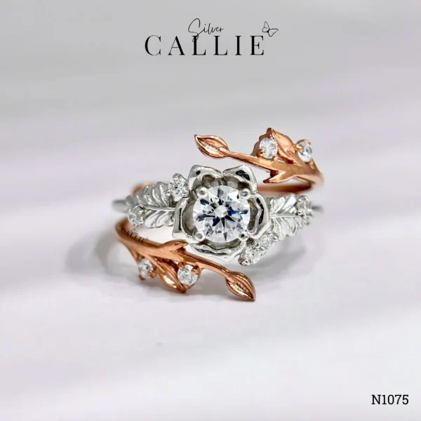 N1075 - Nhẫn Bạc Thiết Kế Callie Silver Hoa Và Lá
