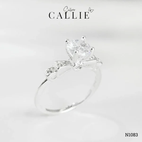 N1083 - Nhẫn bạc Callie Silver 1 viên đai nơ đính đá