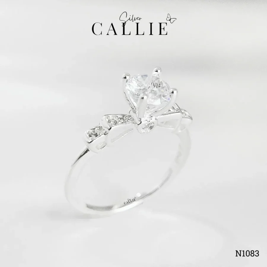 N1083 - Nhẫn bạc Callie Silver 1 viên đai nơ đính đá