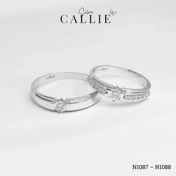 N1087 - N1088: Nhẫn Bạc Đôi Callie Silver 1 viên chủ