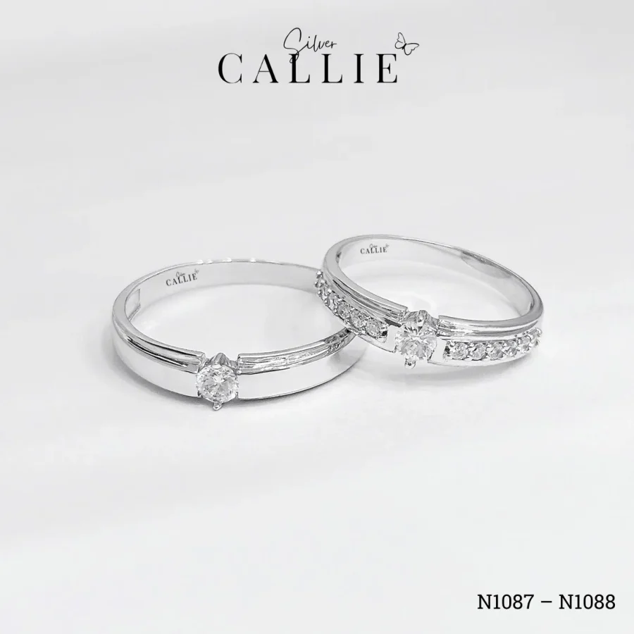 N1087 - N1088: Nhẫn Bạc Đôi Callie Silver 1 viên chủ