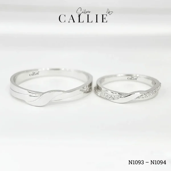 N1093 - N1094: Nhẫn Bạc Đôi Thiết Kế Callie Silver Mặt Xoắn