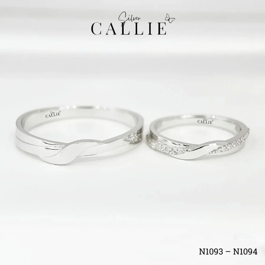 N1093 - N1094: Nhẫn Bạc Đôi Thiết Kế Callie Silver Mặt Xoắn