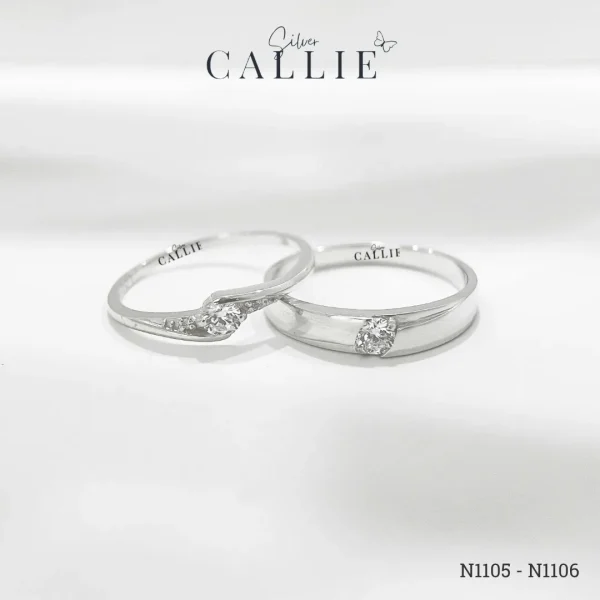 N1105 - N1106: Nhẫn bạc thiết kế Callie Silver Đai Chéo 1 Viên Chủ