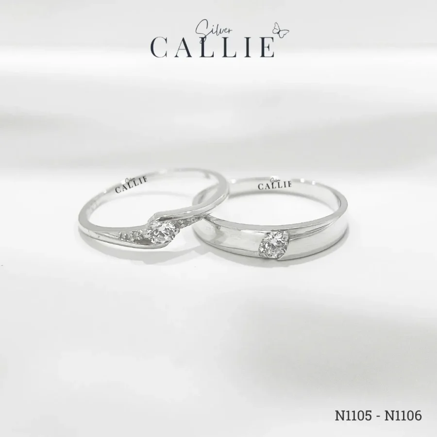 N1105 - N1106: Nhẫn bạc thiết kế Callie Silver Đai Chéo 1 Viên Chủ