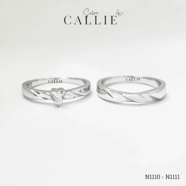 N1110 - N1111: Nhẫn bạc đôi thiết kế Callie Silver Heart of Love