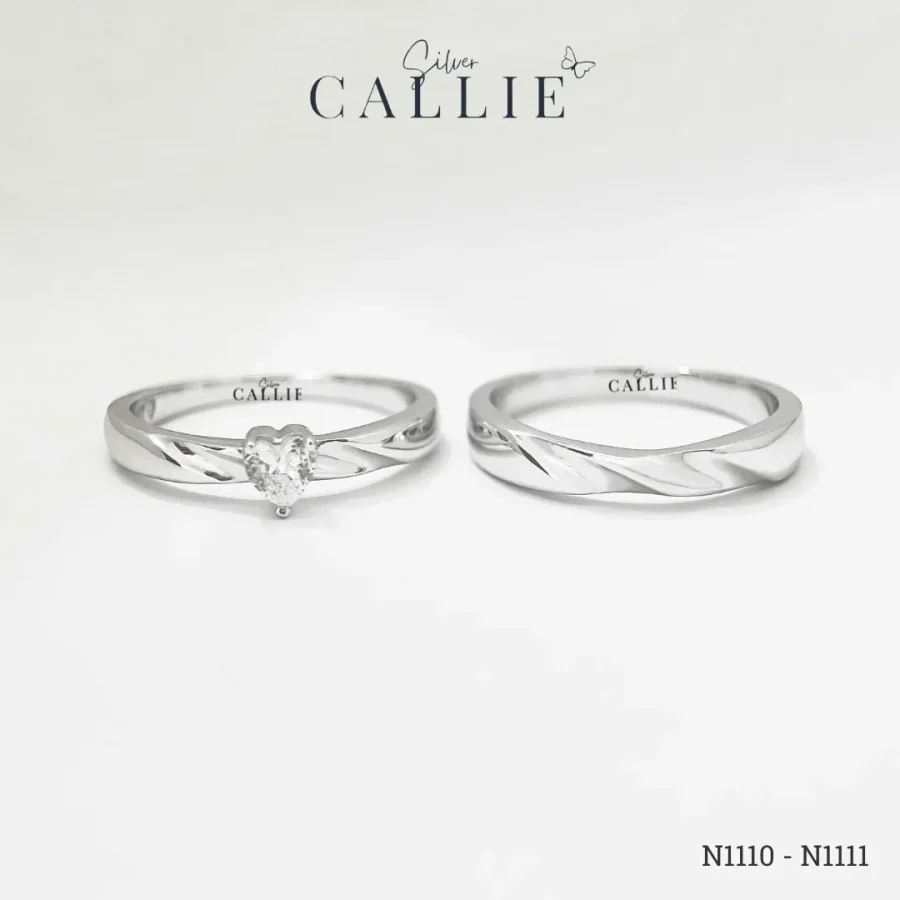 N1110 - N1111: Nhẫn bạc đôi thiết kế Callie Silver Heart of Love