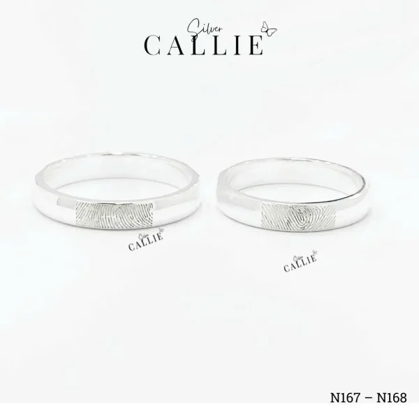 N167 - N168: Nhẫn bạc đôi thiết kế Callie Silver vân tay