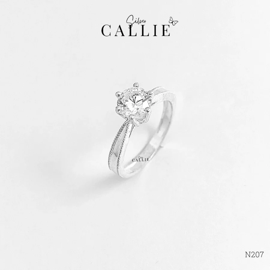 N207 - Nhẫn bạc Callie Silver 1 viên chủ