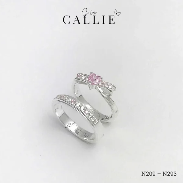 N209 - N293: Nhẫn Bạc Đôi Thiết Kế Callie Silver Nơ Đính Đá